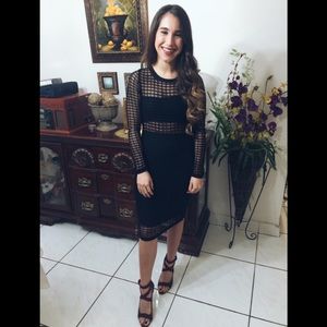 Perfect black mesh long sleeve dress